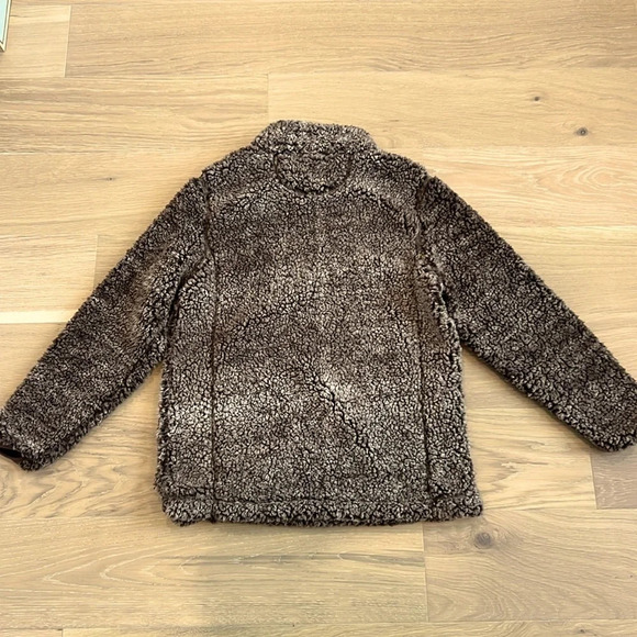 Pink Lily Sherpa Jacket Teddy Coat Quarter Zip Pullover Brown Ombré Small New - Picture 5 of 6